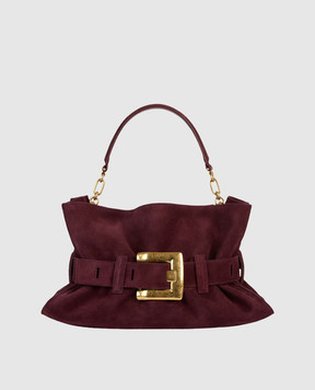 Balmain Anthem burgundy suede bag HN1KK990LSDD