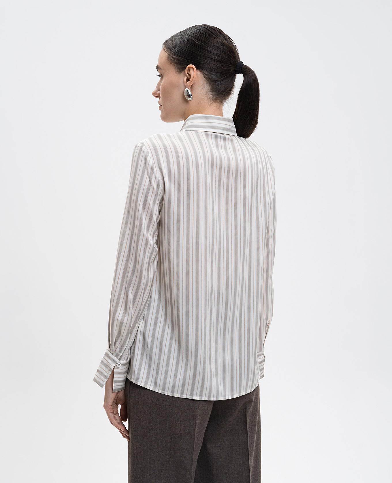White striped silk blouse Peserico 4