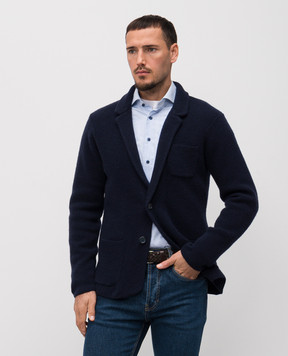 Pini Parma Blue wool and cashmere cardigan JAMAGLBL