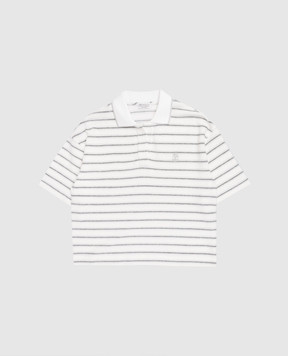 Brunello Cucinelli Children's striped polo shirt with lurex BQ987T481A