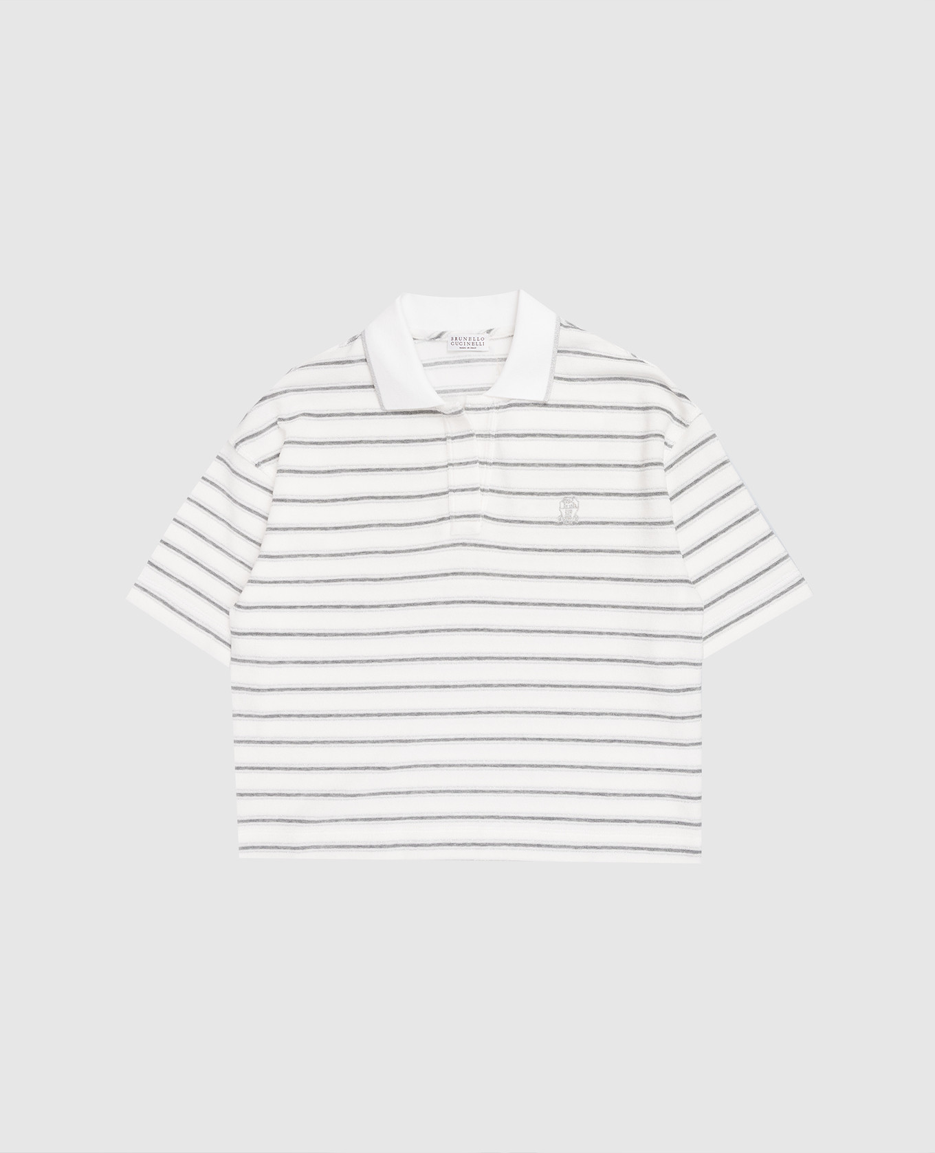 

Children's striped polo shirt with lurex Brunello Cucinelli, White