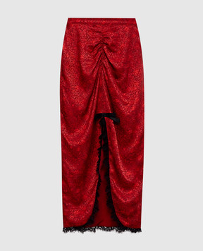 Alessandra Rich Red patterned silk midi skirt FABX4283F4670
