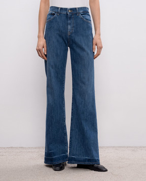 Dondup Amber blue flared jeans with logo patch DP619DS0107DMC2