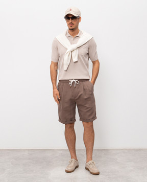 Brunello Cucinelli Brown linen shorts MH255U0020