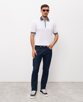 Kiton White polo with contrast piping UMK0571