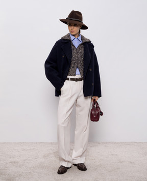 Brunello Cucinelli Blue shirt with a monil chain MA795NL916