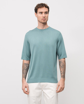 ISAIA Green silk T-shirt MG8260Y0470