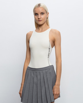 Palm Angels Ivory bodysuit with logo print PLA1UWBD01SI