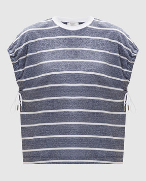 Peserico Blue striped linen t-shirt S06411J003028