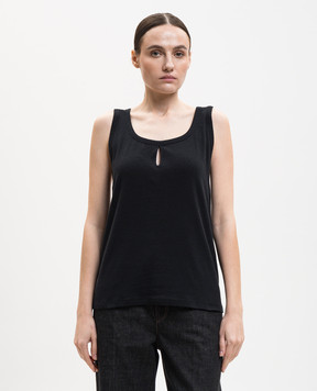 Victoria Beckham Black top with linen 1226JTP007237A
