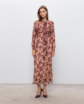 Nissa Beige dress with silk RZ16808