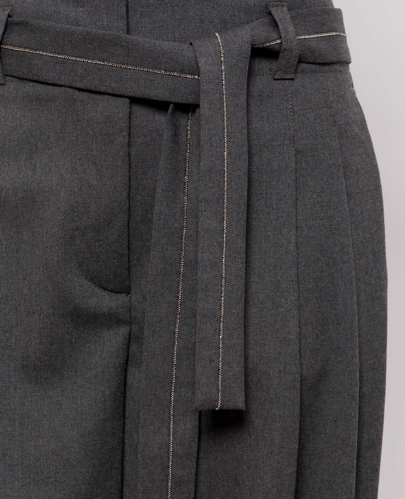 Gray wool pants with belt Peserico 5