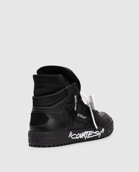 Off-White Court Courtesy 3.0 Black Leather High Top Sneakers OMIA065C99LEA007