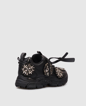 Off-White Be Right Back black leather sneakers with crystals OWIA289Z26LEA003
