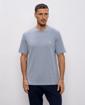 Brunello Cucinelli Blue T-shirt with logo print M0B138440