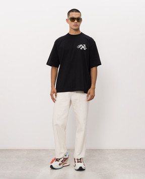 Off-White Black Stroke T-shirt with logo embroidery 44MAA120F26J00J