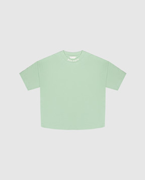 Palm Angels Children's green T-shirt with logo print PBAA002S26JER001