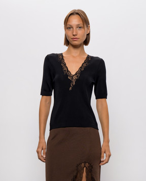 Balmain Black top with lace TO0000000013
