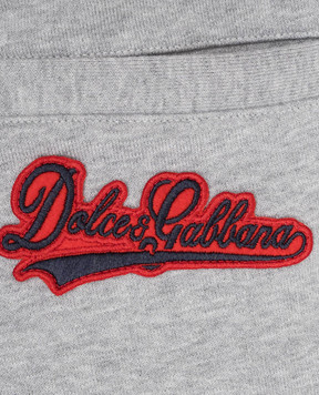 Dolce&Gabbana Kids' grey melange joggers with logo patch L4JPLSG7P6J26
