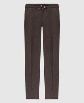 Enrico Mandelli Brown wool, silk and linen trousers GYM02B6020