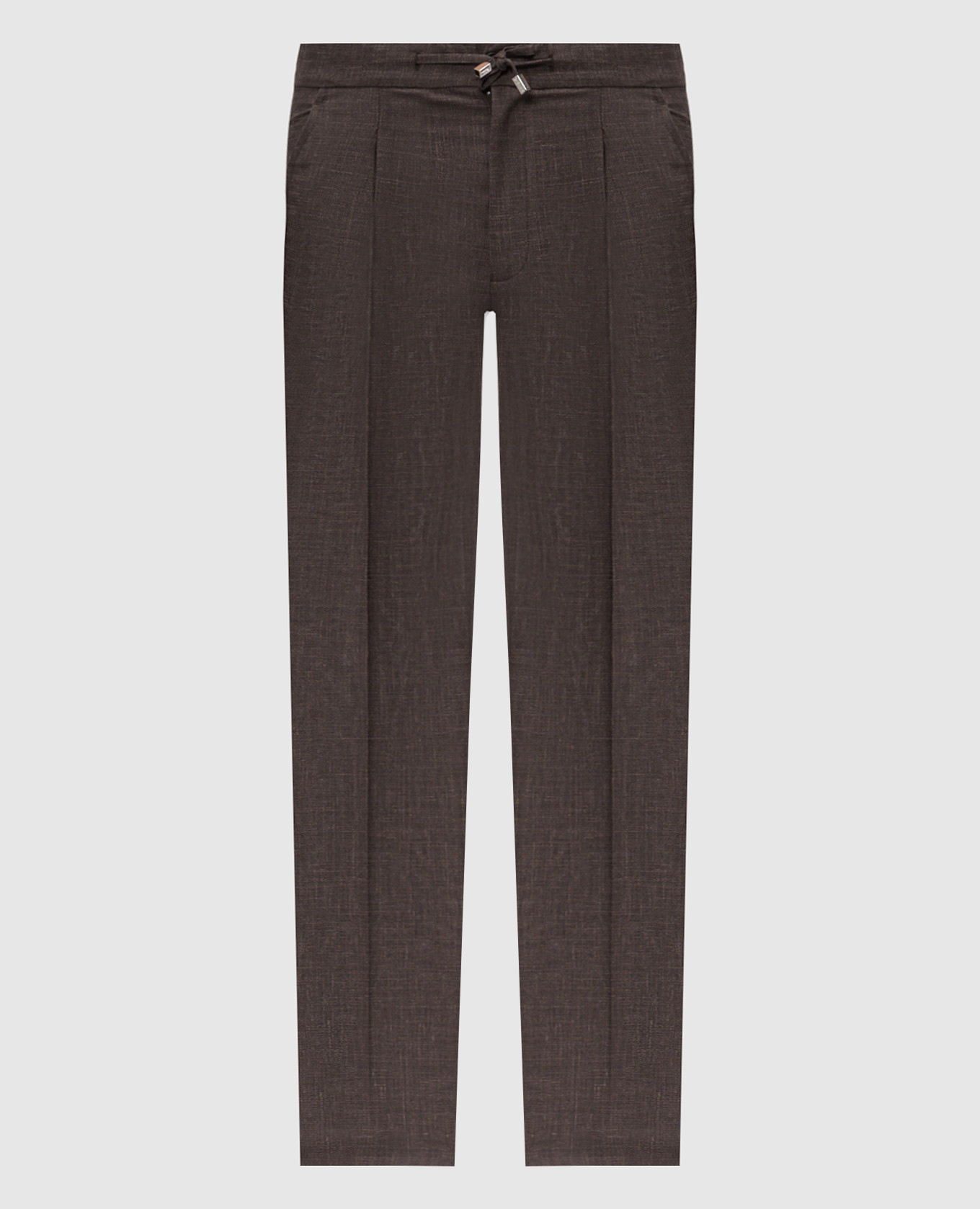 Braune Hose aus Wolle, Seide und Leinen