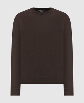 Dolce&Gabbana Brown wool and cashmere jumper with logo GXX01TJGMC4