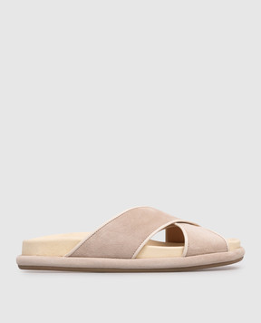 Santoni Beige suede flip-flops WHXA72177GOMNUPI