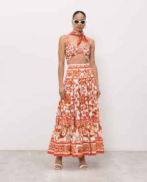 Dolce&Gabbana White maxi skirt with branded print F4CX0TGDDRL