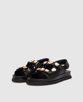 Stuart Weitzman Socharming Mary black leather sandals SN122