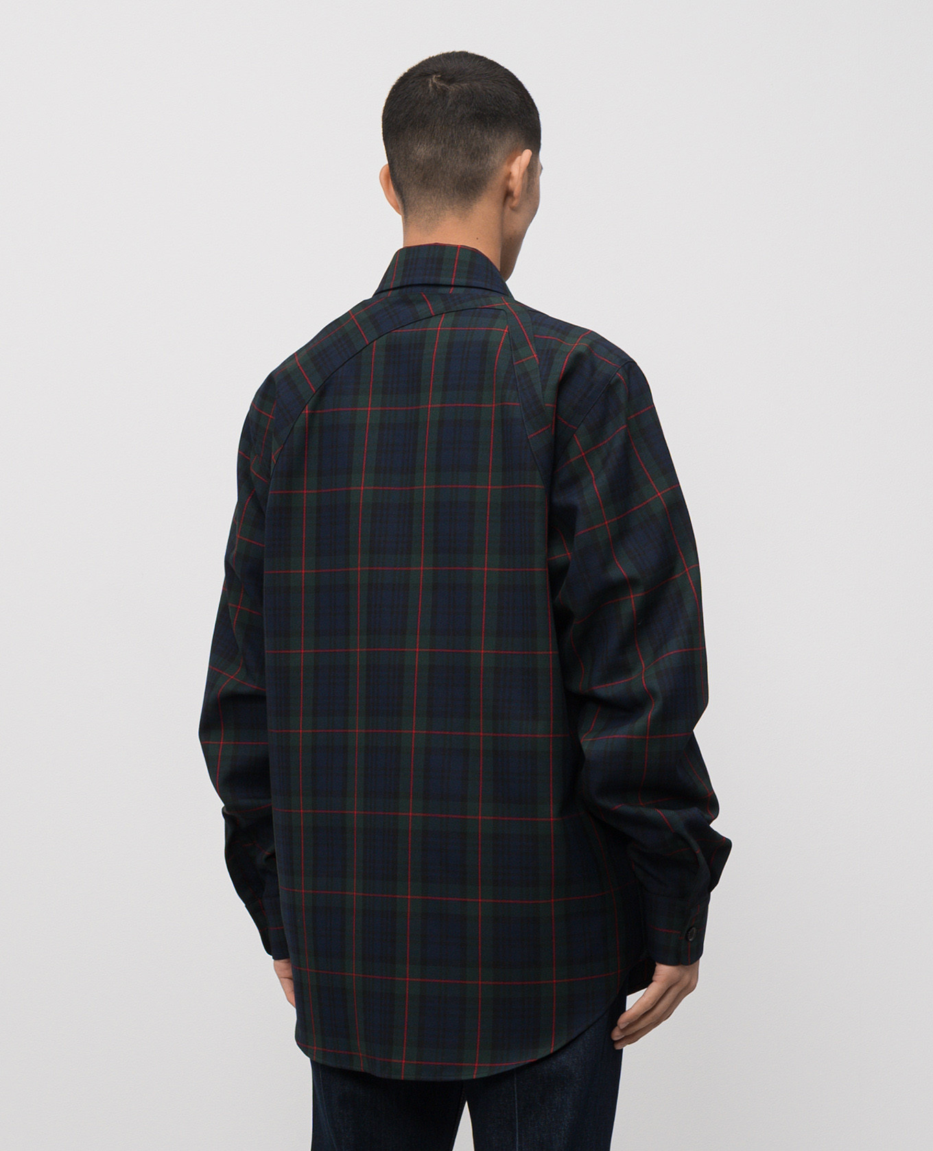 Blue wool check shirt Alexander McQueen 4