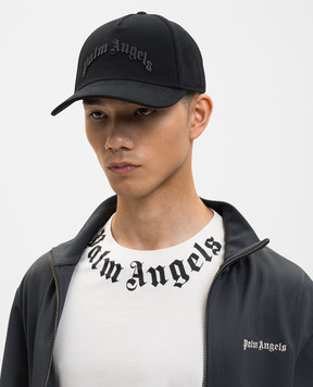 Palm Angels Black cap with textured logo PMLB104S26FAB00I