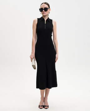 Victoria Beckham Mira black ribbed midi dress 1226KDR007282A