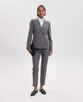 Peserico Gray wool patterned pants A0471806413