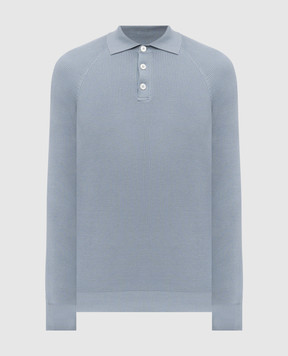 Brunello Cucinelli Blue ribbed polo shirt M29400105