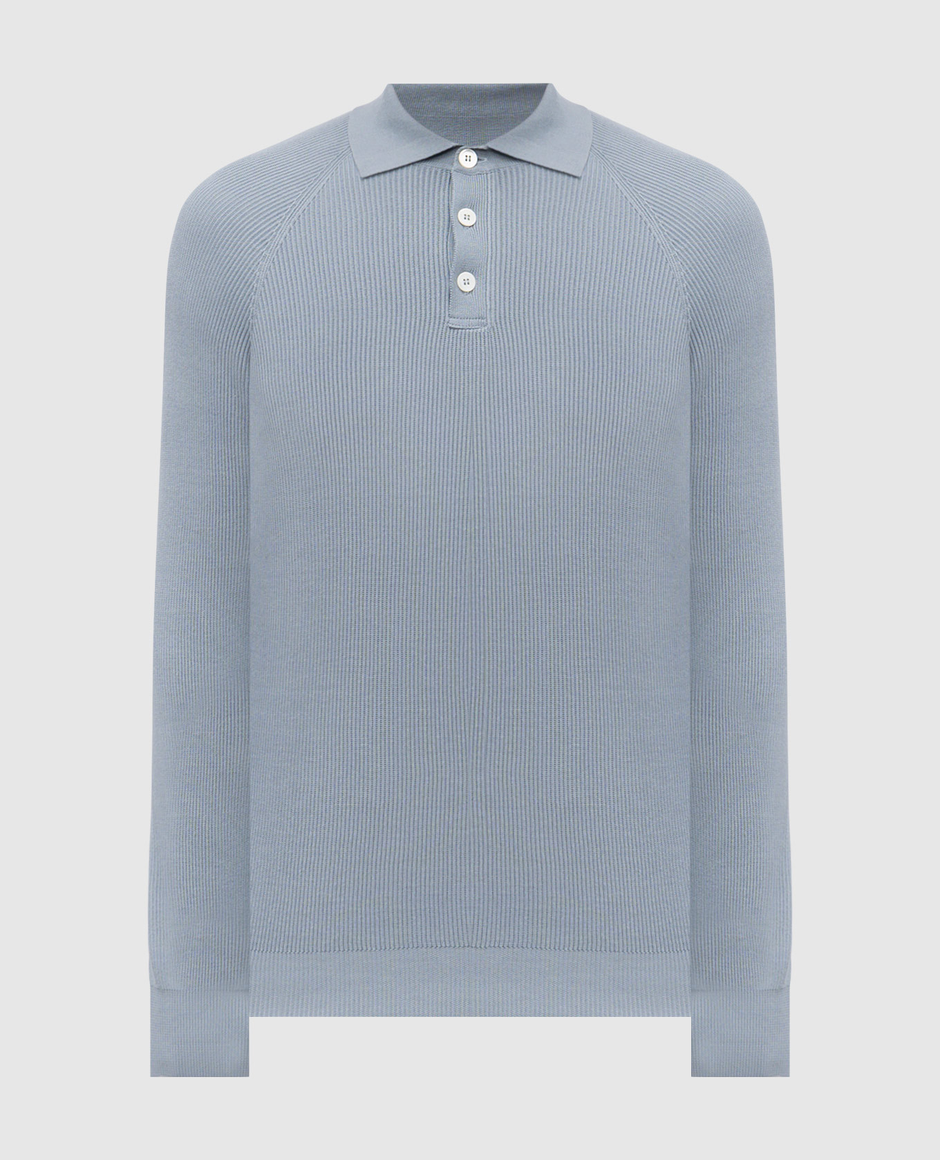 

Blue ribbed polo shirt Brunello Cucinelli, Light blue