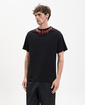 Palm Angels Black T-shirt with contrast logo PMAA109S26JER008