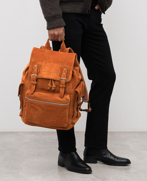 Brunello Cucinelli Brown suede backpack with logo MBAEBU356