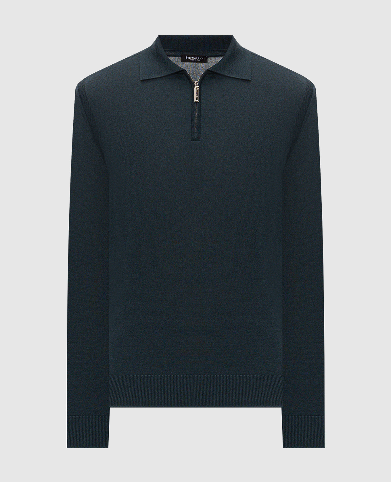 Green cashmere and silk polo shirt