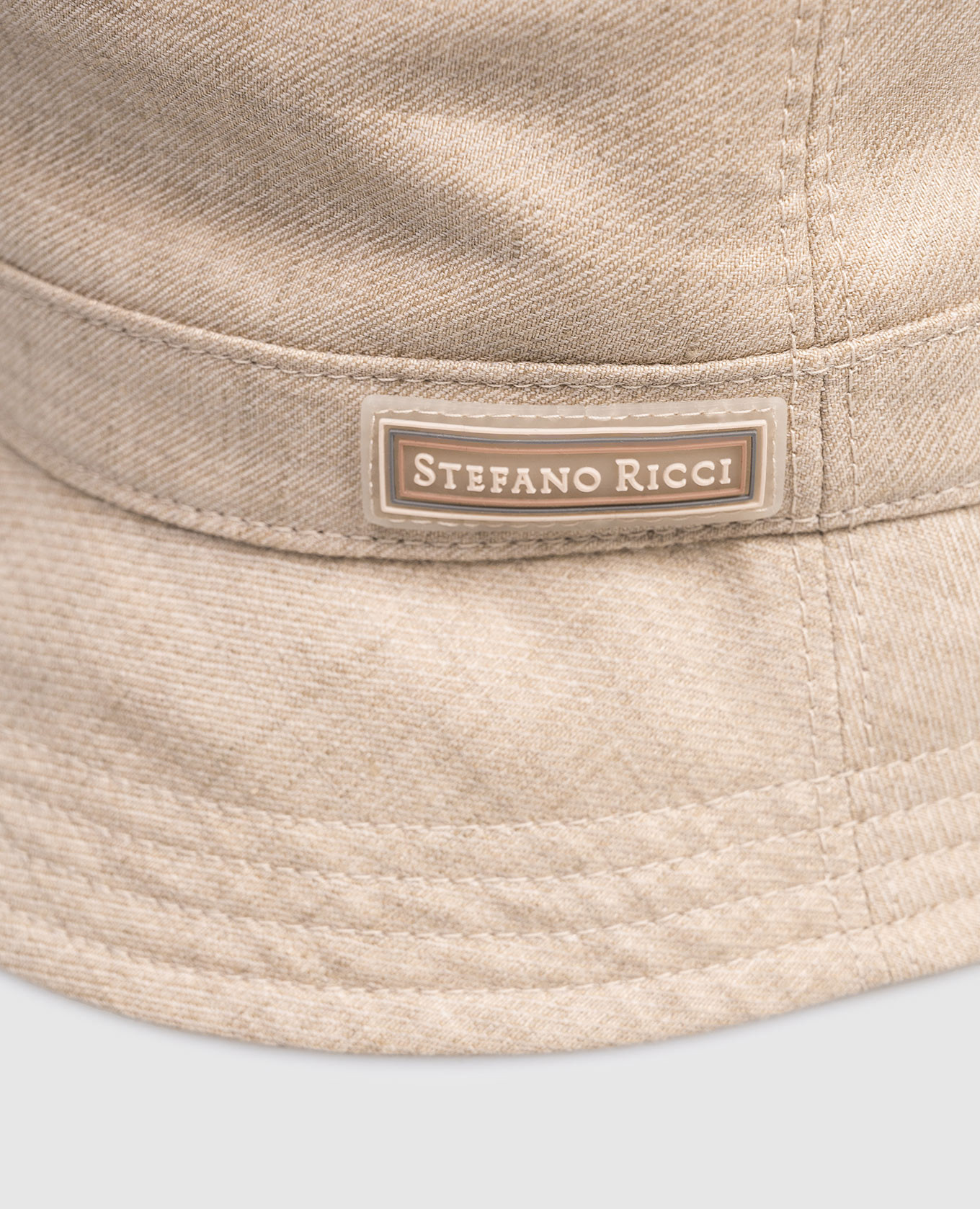

Beige wool and linen panama hat with logo Stefano Ricci