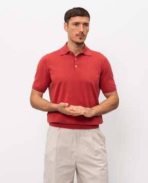 Brunello Cucinelli Red cotton polo shirt M29800125