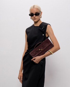 Bottega Veneta Andiamo burgundy suede clutch 741511V60F1