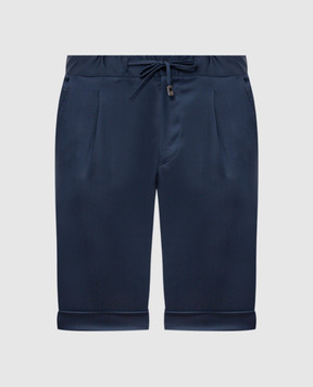 Enrico Mandelli Blue wool shorts with lapels GYMSHO4531
