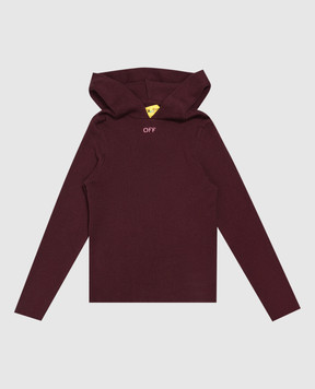 Off-White Children's burgundy hoodie with ribbed wool 44GHU001F26K001