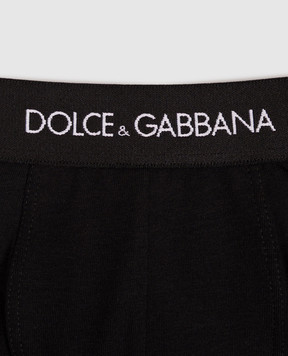 Dolce&Gabbana Children's set of black boxer briefs with contrasting logo pattern L4J701ON00G