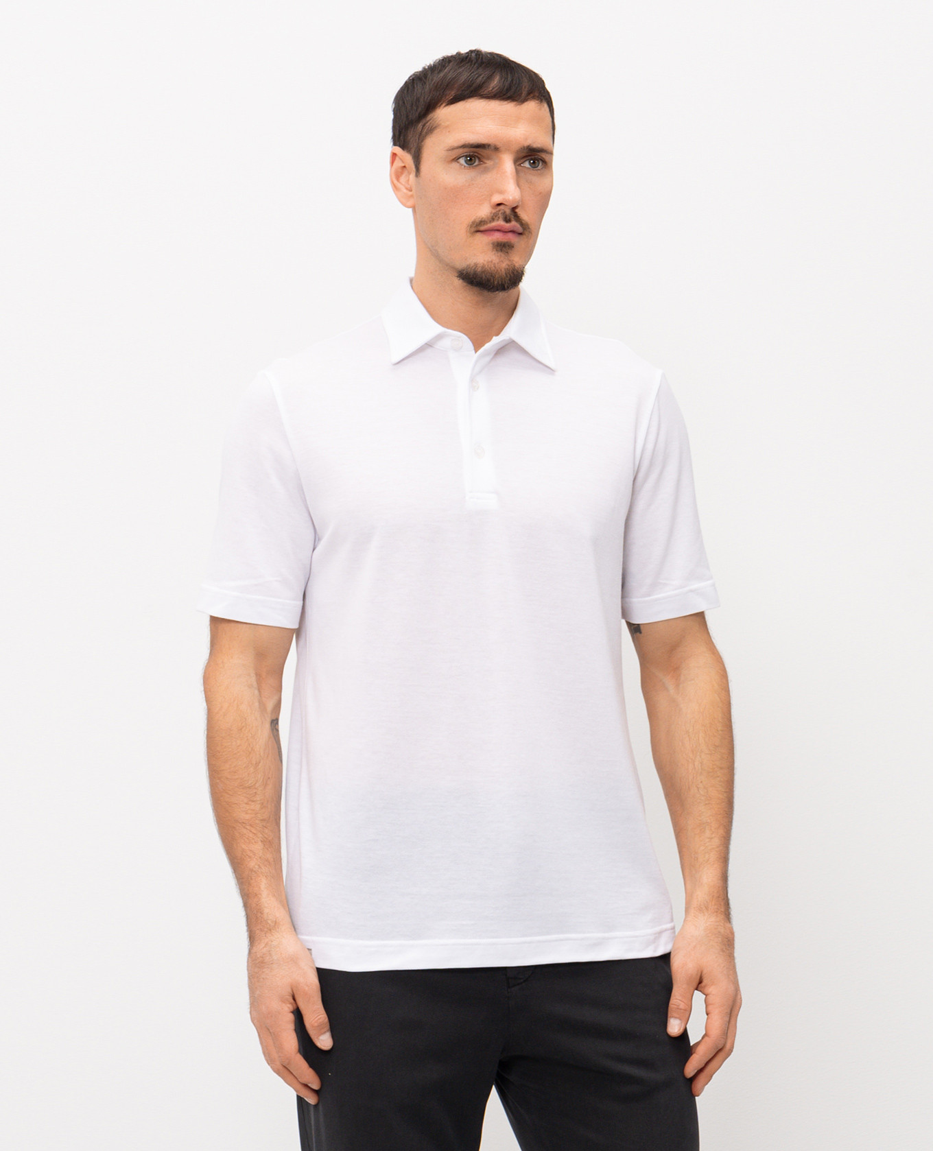 White polo shirt with logo patch CAPOBIANCO 3