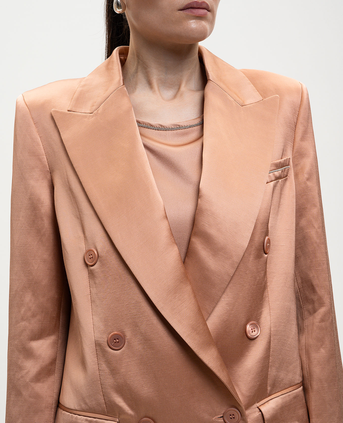 Pink double-breasted jacket with linen Peserico 5