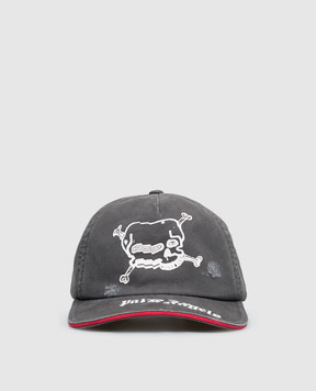 Palm Angels Gray cap with print PMLB104S26FAB006