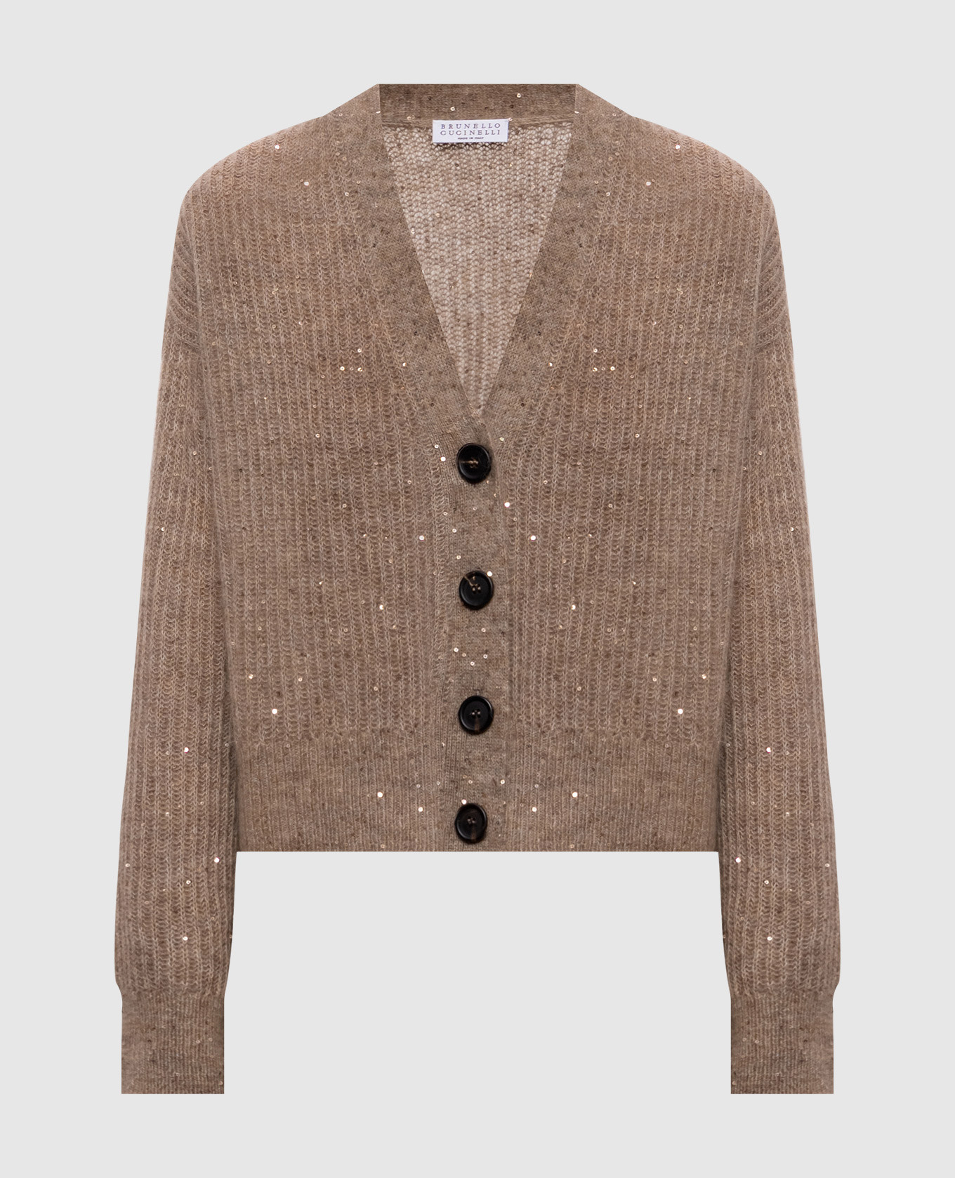 Brown wool cardigan with sequins