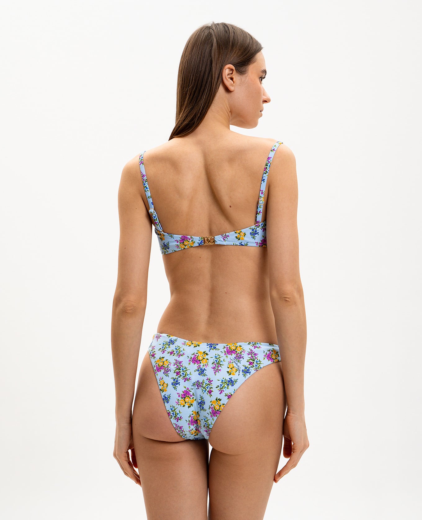 

Blue floral print swimsuit with monogram Dolce&Gabbana, Light blue