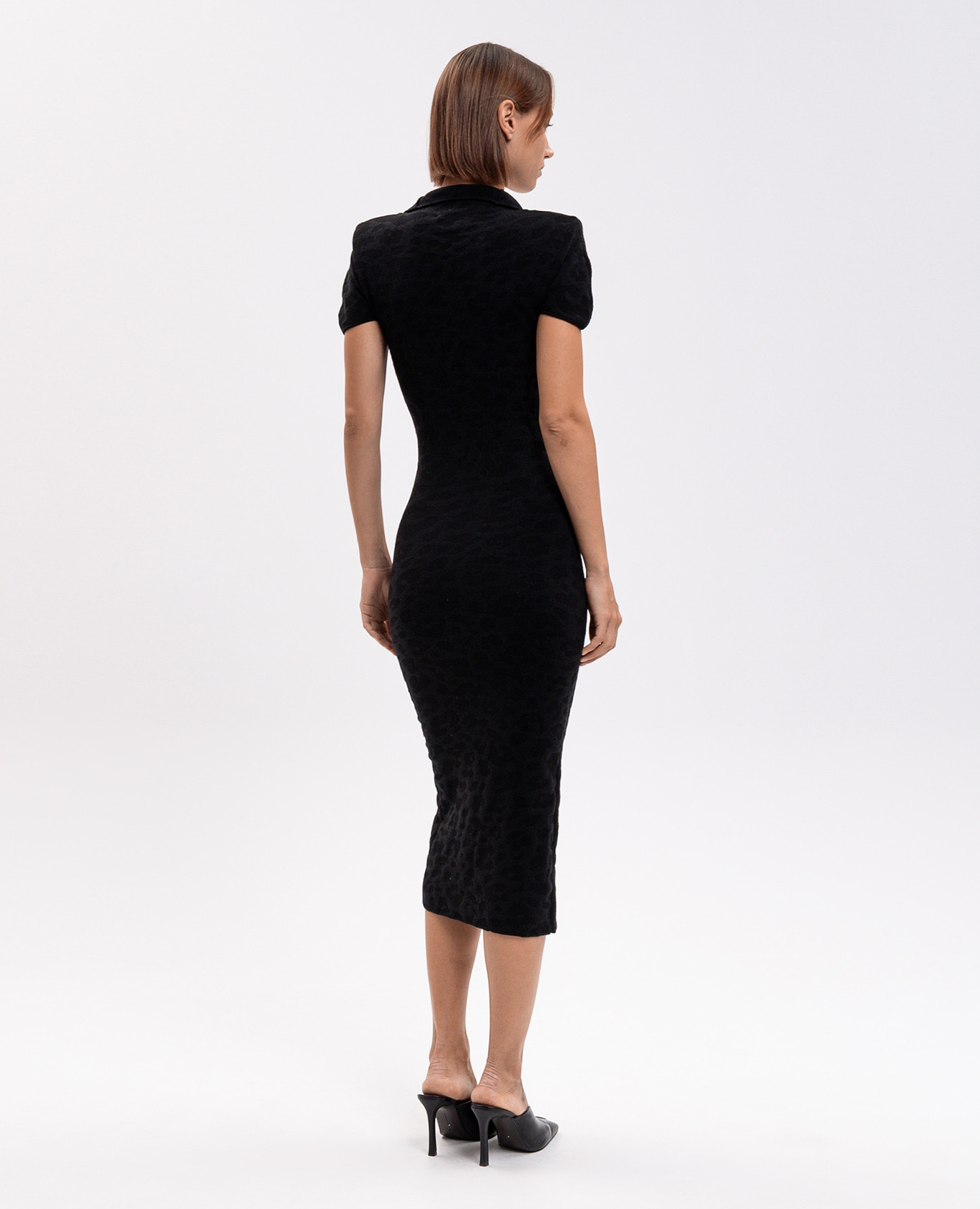 Black dress with leopard print wool Jacob Lee 4